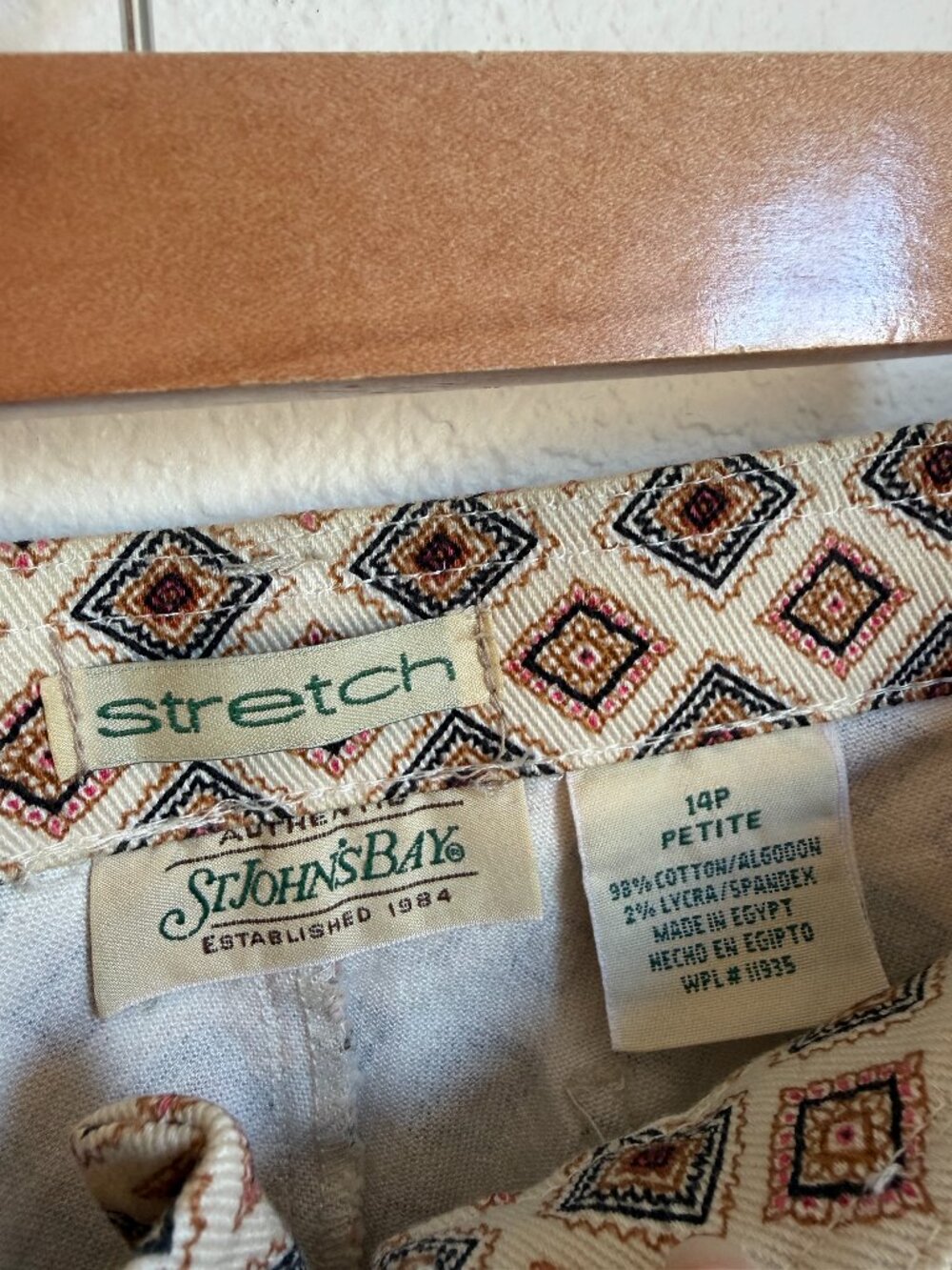 Vintage Boho Western Geometric Jeans Cream Tribal Print Southwestern Petite 14P - Picture 6 of 9